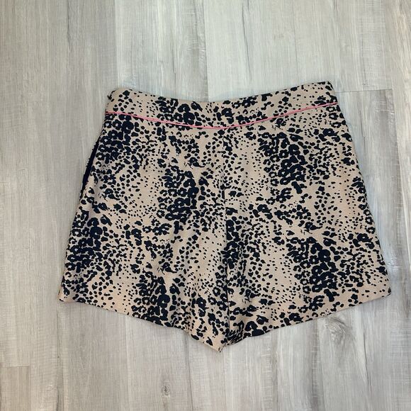 J.Crew Trouser Short Zipper w/ Pockets Animal Print Tan Black Pink Womens Sz 14 - Picture 3 of 9